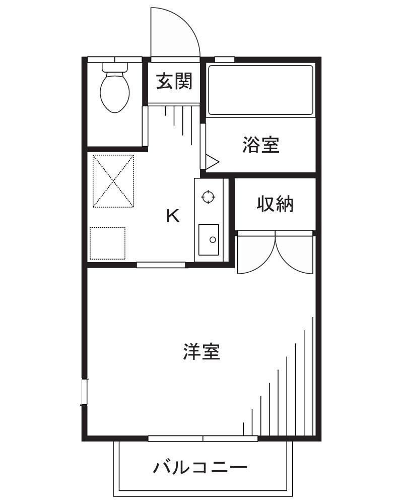 レジデンスK1(1K/2階)の間取り写真