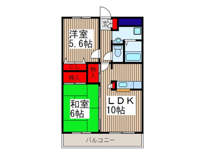 エンブレム壱番館(2LDK/3階)の間取り写真