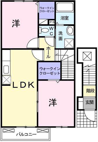 プレッソ グリーンレイク II(2LDK/2階)の間取り写真