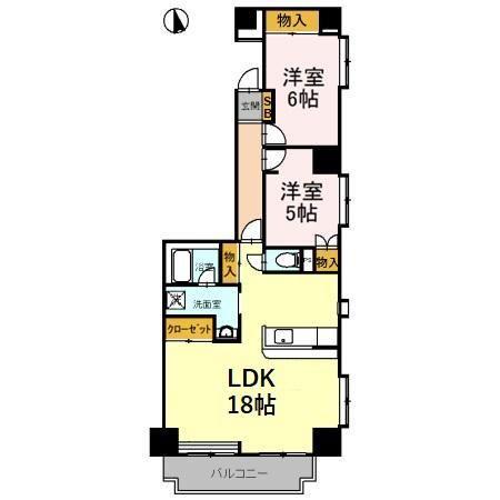 スカイシティー神山(2LDK/13階)の間取り写真