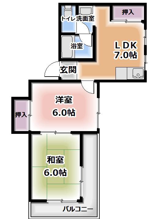 パールハイツ楠葉(2DK/4階)の間取り写真