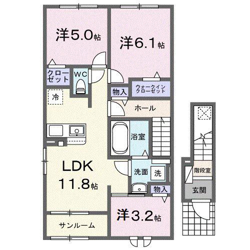 ステイズ 河合(3LDK/2階)の間取り写真