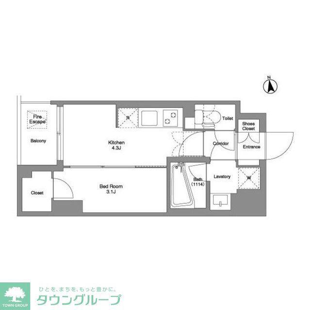 アジールコート浜松町(1K/7階)の間取り写真