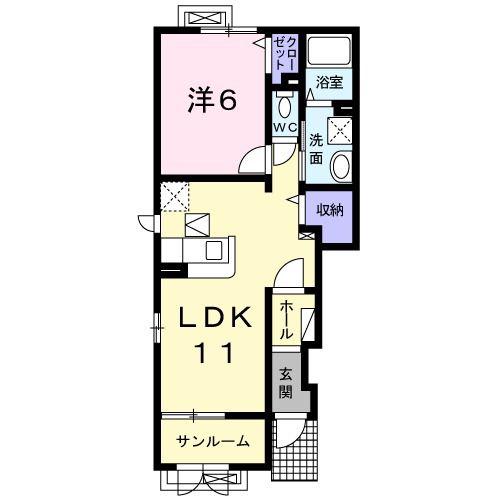 プティ・パ(1LDK/1階)の間取り写真