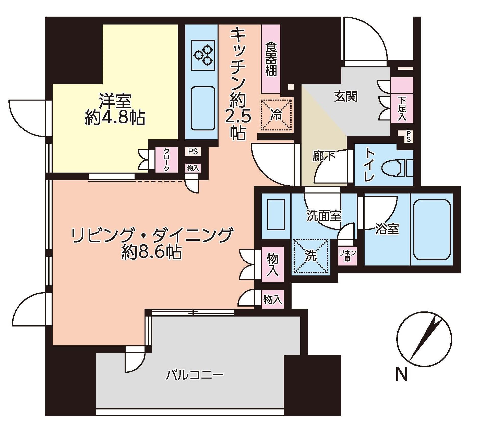 パークホームズ文京本郷通(1LDK/12階)の間取り写真