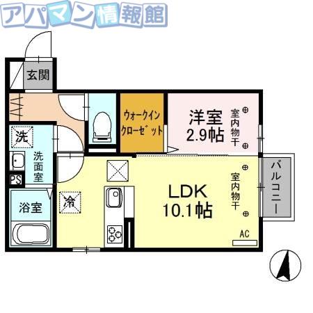 アドバンス(1LDK/2階)の間取り写真