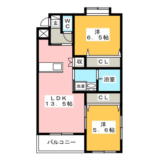 ボヌール(2LDK/3階)の間取り写真