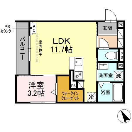 D-HILLS有玉南町(1LDK/2階)の間取り写真