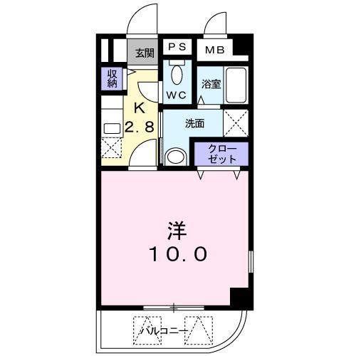 ドミールソレイユ(1K/3階)の間取り写真
