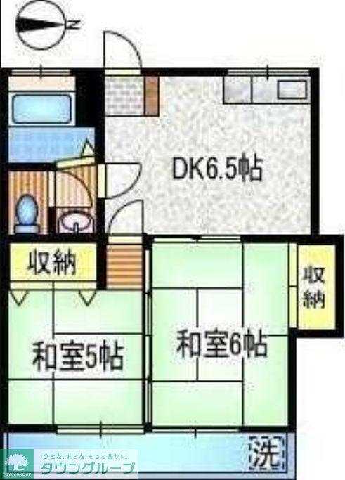 コーポみなと(2DK/2階)の間取り写真