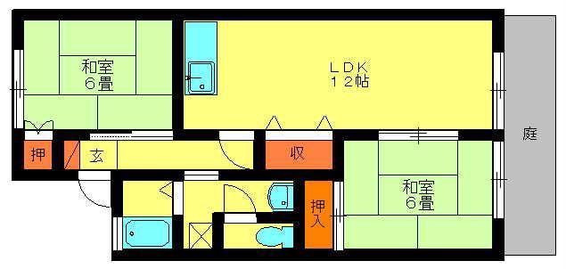 ロイヤルハイツ春日野(2LDK/2階)の間取り写真