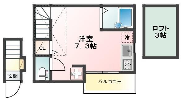 QQハウス(ワンルーム/2階)の間取り写真
