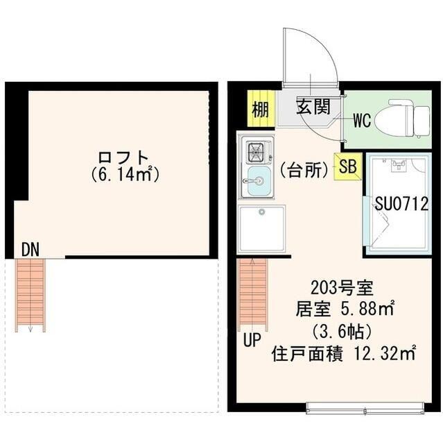 CERESIA神楽坂(ワンルーム/2階)の間取り写真