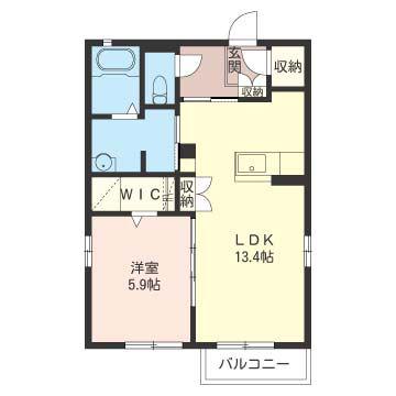 プロシードB棟(1LDK/2階)の間取り写真