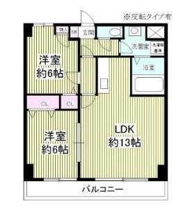 フェリスポート北越谷(2LDK/2階)の間取り写真