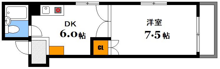 信和ビル(1DK/4階)の間取り写真