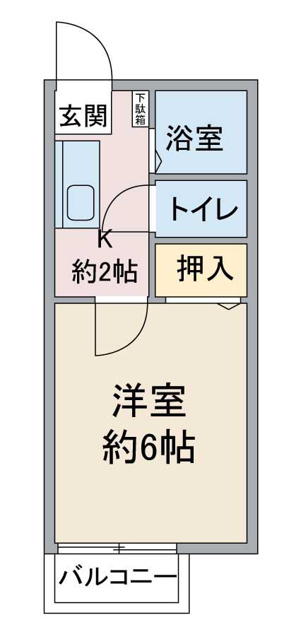ビーラインS(1K/2階)の間取り写真