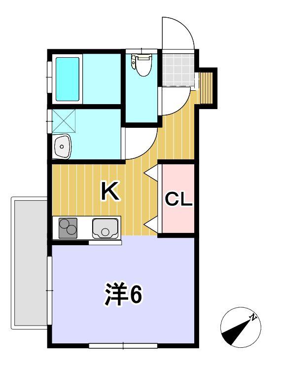 一番街A(1K/2階)の間取り写真