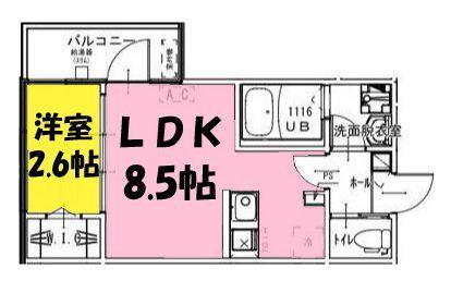 GLYCINE(1LDK/2階)の間取り写真