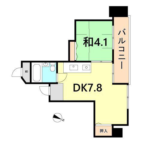 第2七耀マンション(1DK/6階)の間取り写真