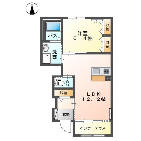 ボワ ヴェールIV(1LDK/1階)の間取り写真