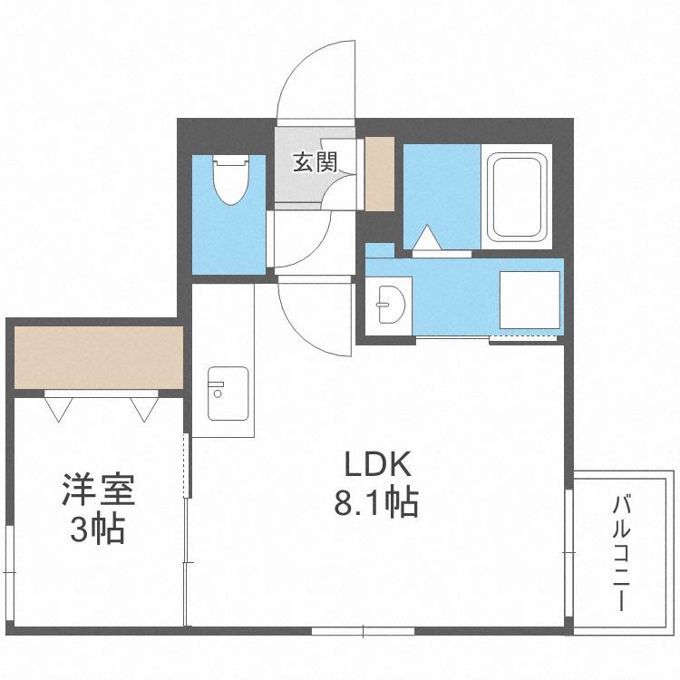 S-RESIDENCE南郷サウス(1LDK/2階)の間取り写真