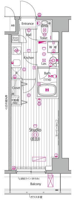 ガーラ・グランディ木場(1K/5階)の間取り写真