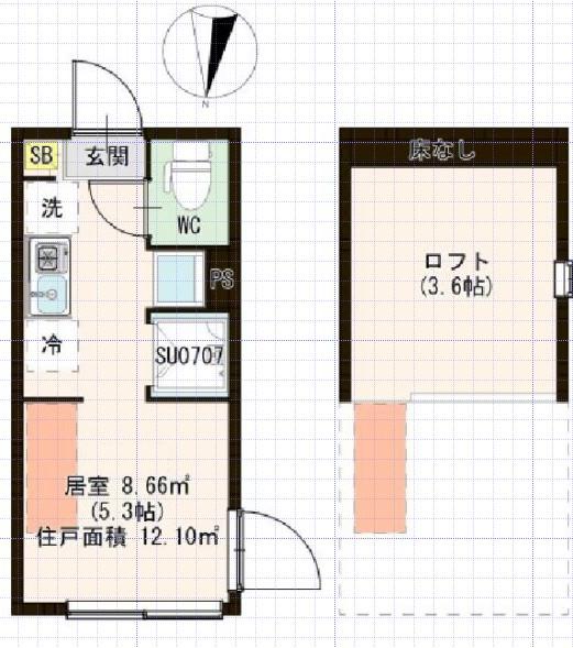 アルブル小岩(ワンルーム/2階)の間取り写真