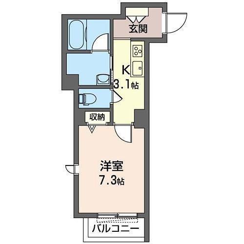 ラリュールI(1K/1階)の間取り写真