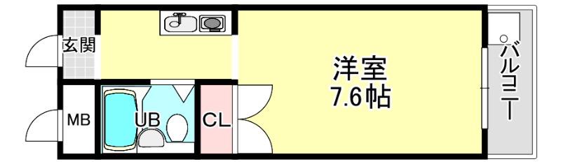 サンライズ間谷(1K/2階)の間取り写真