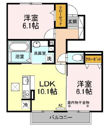 メルベーユ・S(2LDK/1階)の間取り写真