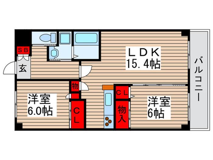 セントレジス・グラン(2LDK/2階)の間取り写真