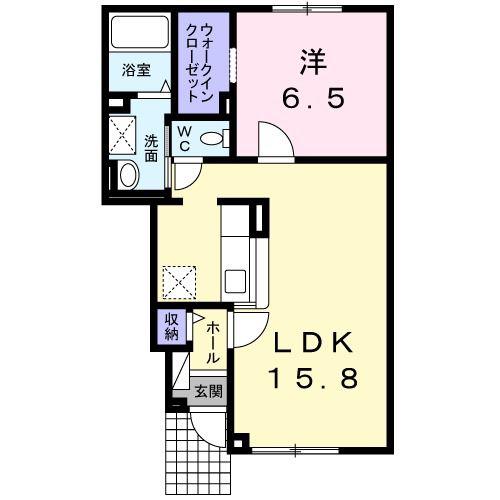 ローズマリー(1LDK/1階)の間取り写真
