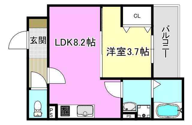 フォレ下穂積(1LDK/2階)の間取り写真