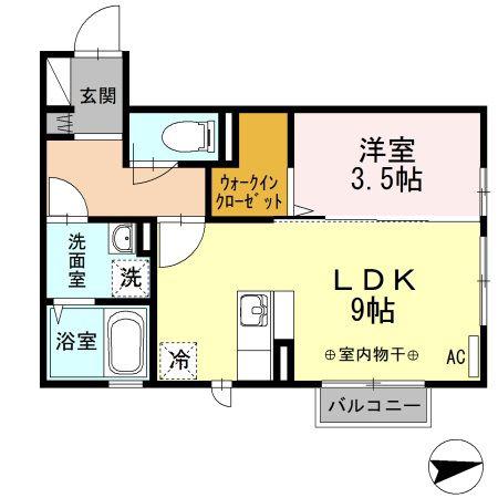 ディアコート和田駅前(1LDK/2階)の間取り写真