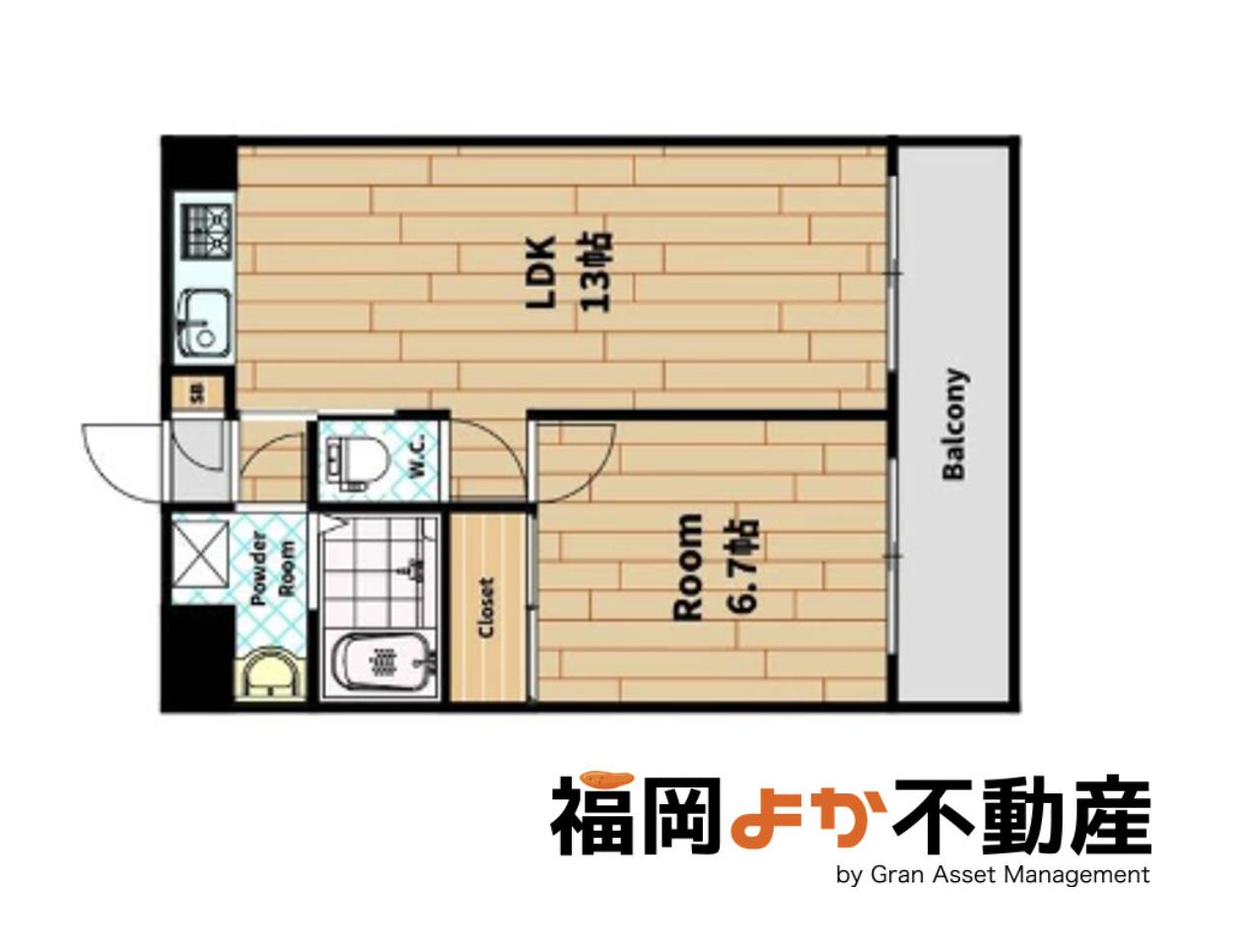 ビバーン平尾駅前(1LDK/6階)の間取り写真