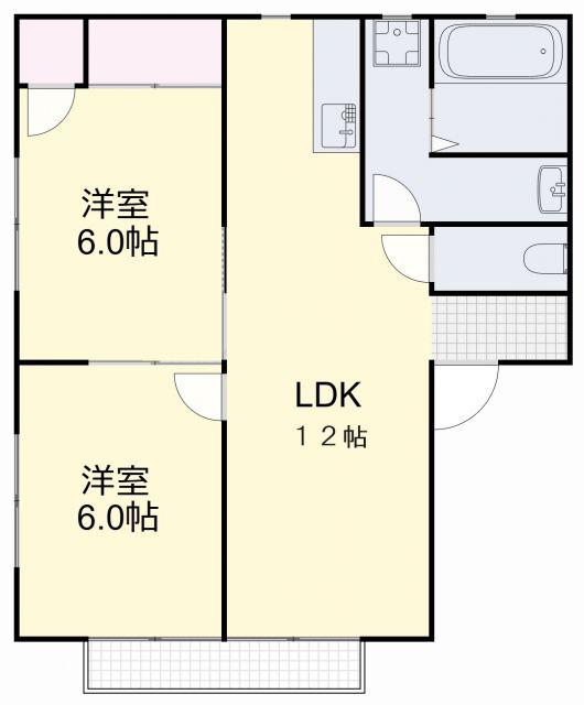 コーポ小野田(2LDK/1階)の間取り写真