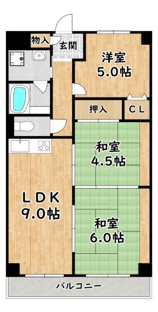 リブラン新北野(3LDK/3階)の間取り写真