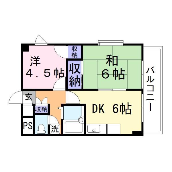 第14サンライズイトウ(2DK/2階)の間取り写真