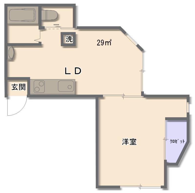沼袋4丁目コーポ(1DK/2階)の間取り写真