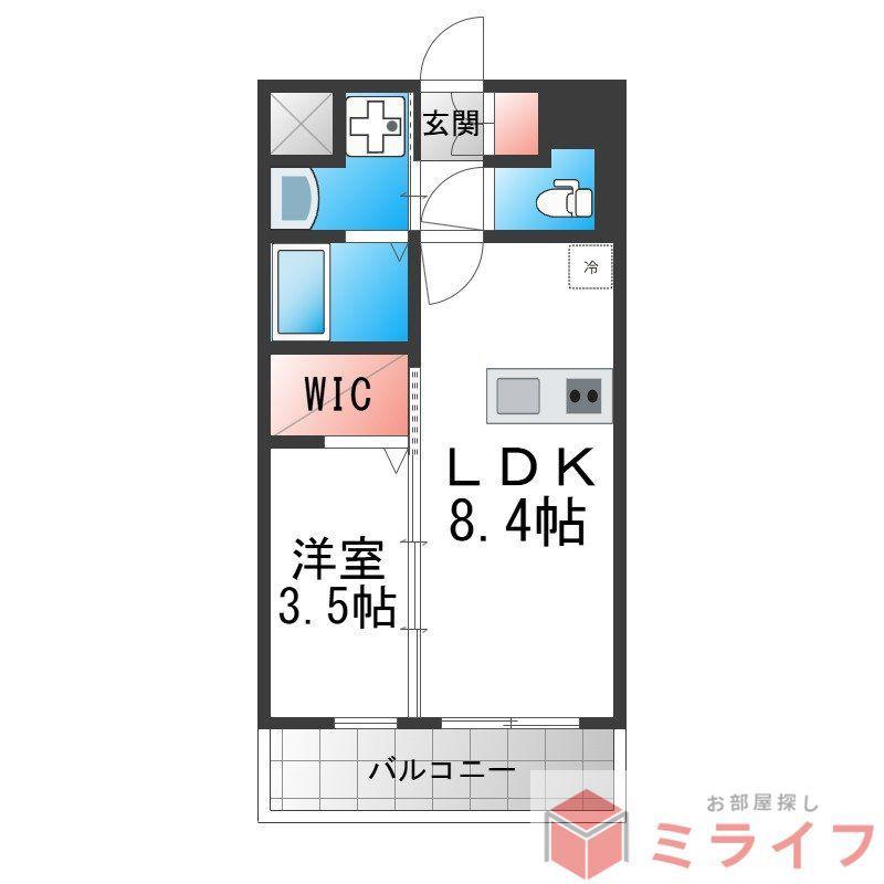 LUXE玉造南(1LDK/1階)の間取り写真