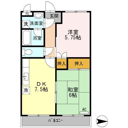 リーベン上成(2DK/2階)の間取り写真