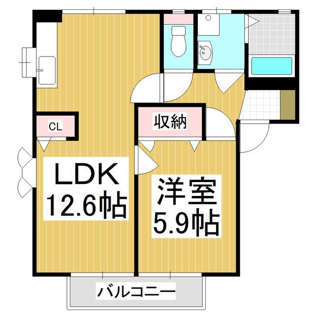 ディアスシリウスA棟(1LDK/2階)の間取り写真