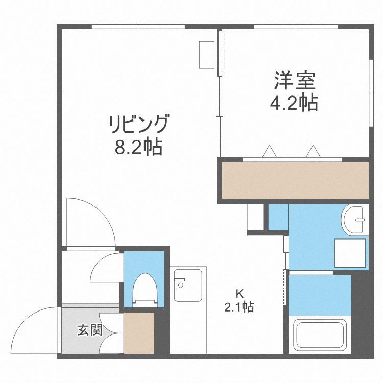 PORTE BONHEUR東札幌(1LDK/3階)の間取り写真