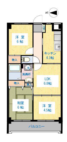 グランノアール光が丘(3LDK/4階)の間取り写真
