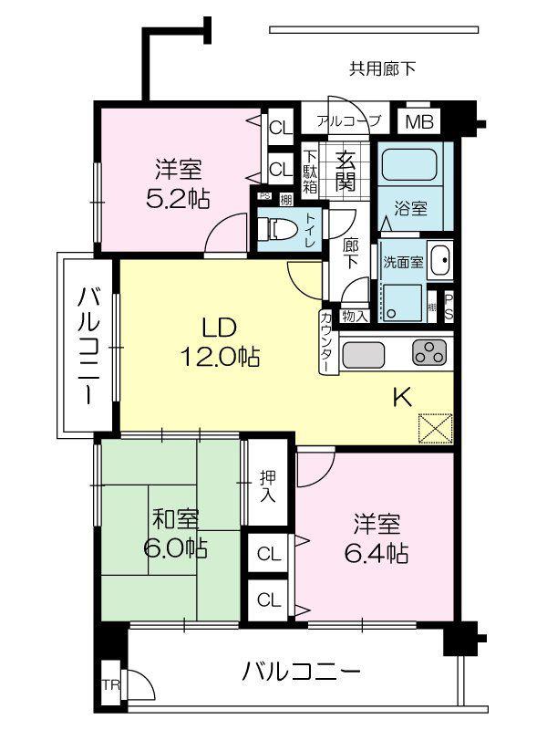 プレステージ東加古川II(3LDK/6階)の間取り写真