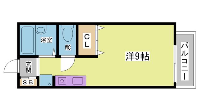 セジュール鈴蘭台(ワンルーム/2階)の間取り写真