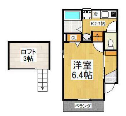 セレアドニス(1K/1階)の間取り写真