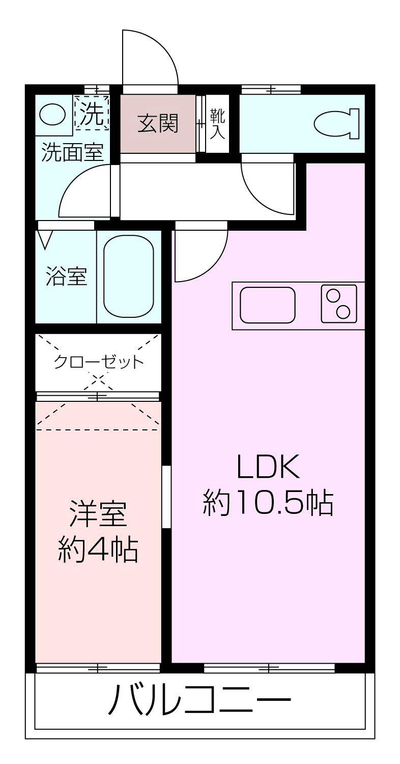 カーサ・デル・ソル北久里浜(1LDK/3階)の間取り写真