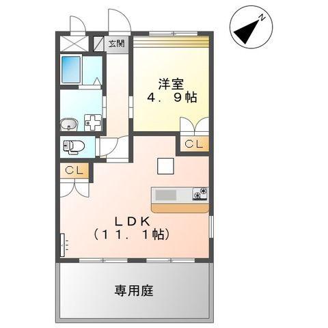 ベンベル21(1LDK/1階)の間取り写真
